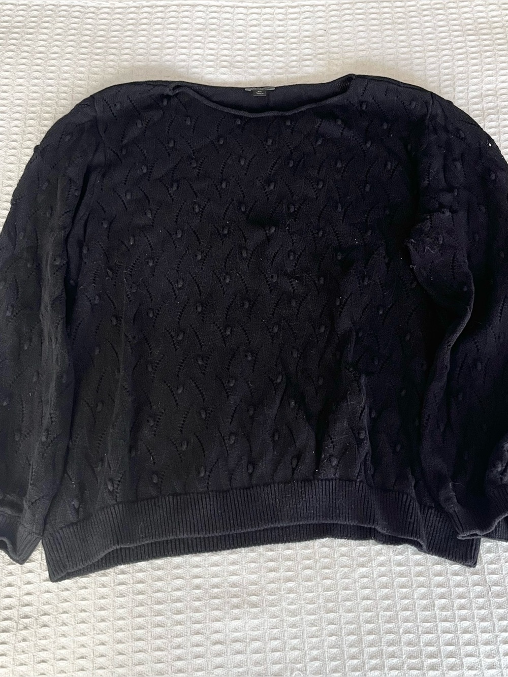 Ann Taylor Factory Black Cable Crewneck Sweater XXL